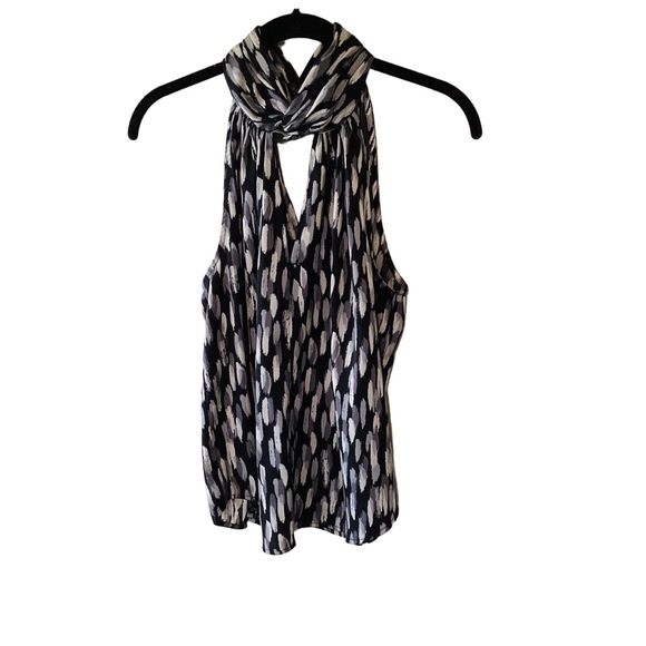 Banana Republic Factory Tops - Banana Republic Factory Petite Gray Abstract Print Halter Top Size SP